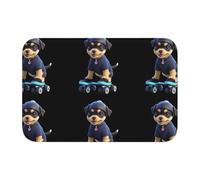 Lock Edge Tapis de sol ourlet 40 x 60 YYHWHJDE chiot sur patins à roulettes Motif antidérapant Fond moulé goutte à goutte, idéal facile à nettoyer et résistant à la décoloration
