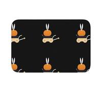 Lock Edge Tapis de sol ourlet 40 x 60 YYHWHJDE citrouille avec oreilles de lapin dans un chariot Motif antidérapant Fond moulé goutte à goutte, idéal facile à nettoyer et résistant à la décoloration