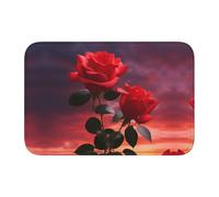 Lock Edge Tapis de sol ourlet 40 x 60 YYHWHJDE Deux roses rouges Motif antidérapant Fond moulé goutte à goutte, idéal facile à nettoyer et résistant à la décoloration