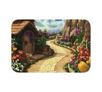 Lock Edge Tapis de sol ourlet 40 x 60 YYHWHJDE Fairytale Village Path Prints antidérapant goutte à goutte fond moulé, idéal facile à nettoyer et résistant à la décoloration