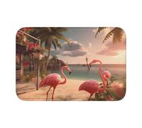 Lock Edge Tapis de sol ourlet 40 x 60 YYHWHJDE Flamingo Beach Imprimés Antidérapant Fond moulé goutte à goutte, idéal facile à nettoyer et résistant à la décoloration