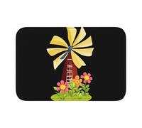 Lock Edge Tapis de sol ourlet 40 x 60 YYHWHJDE Fleurs sur un moulin à vent Imprimé antidérapant Fond moulé goutte à goutte, idéal facile à nettoyer et résistant à la décoloration