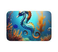 Lock Edge Tapis de sol ourlet 40 x 60 YYHWHJDE fond marin corail hippocampe antidérapant fond moulé goutte à goutte, idéal facile à nettoyer et résistant à la décoloration