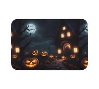 Lock Edge Tapis de sol ourlet 40 x 60 YYHWHJDE Halloween noir motif nuit antidérapant fond moulé goutte à goutte, idéal facile à nettoyer et résistant à la décoloration
