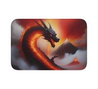 Lock Edge Tapis de sol ourlet 40 x 60 YYHWHJDE imprimé dragon sur volcan Fond antidérapant moulé goutte à goutte, idéal facile à nettoyer et résistant à la décoloration