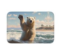 Lock Edge Tapis de sol ourlet 40 x 60 YYHWHJDE imprimé ours agitant pour toilettes, coiffeuse, maison de vacances, salle de bain principale, salle de bain pour enfants et suite d'invités