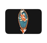 Lock Edge Tapis de sol ourlet 40 x 60 YYHWHJDE Koi Fish on a Boat Prints Antidérapant Fond moulé goutte à goutte, idéal facile à nettoyer et résistant à la décoloration