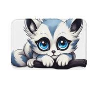 Lock Edge Tapis de sol ourlet 40 x 60 YYHWHJDE lémurien avec grands yeux imprimés antidérapant fond moulé goutte à goutte, idéal facile à nettoyer et résistant à la décoloration