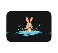 Lock Edge Tapis de sol ourlet 40 x 60 YYHWHJDE Little Rabbit Stepping into The Puddle Prints Antidérapant Fond moulé goutte à goutte, idéal facile à nettoyer et résistant à la décoloration