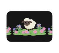 Lock Edge Tapis de sol ourlet 40 x 60 YYHWHJDE Little Sheep on The Flowerbed Prints Antidérapant Fond moulé goutte à goutte, idéal facile à nettoyer et résistant à la décoloration