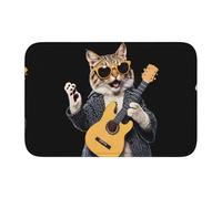 Lock Edge Tapis de sol Ourlet 40 x 60 YYHWHJDE Motif Guitare Chat Antidérapant Fond Moulé Goutte, Idéal Facile à Nettoyer et Résistant à la décoloration