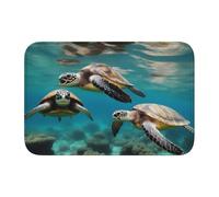 Lock Edge Tapis de sol ourlet 40 x 60 YYHWHJDE palmiers et tortues de mer Impressions sous-marines pour toilettes, coiffeuse, maison de vacances, salle de bain principale, salle de bain pour enfants