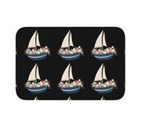 Lock Edge Tapis de sol ourlet 40 x 60 YYHWHJDE Petit voilier chargé d'imprimés de fleurs Fond antidérapant moulé goutte à goutte, idéal facile à nettoyer et résistant à la décoloration