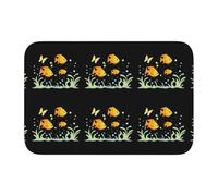 Lock Edge Tapis de sol ourlet 40 x 60 YYHWHJDE petits poissons et papillons imprimés pour toilettes, coiffeuse, maison de vacances, salle de bain principale, salle de bain pour enfants et suite