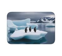 Lock Edge Tapis de sol ourlet 40 x 60 YYHWHJDE Pingouins sur l'iceberg Motif antidérapant Fond moulé goutte à goutte, idéal facile à nettoyer et résistant à la décoloration
