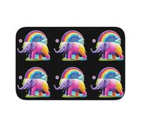 Lock Edge Tapis de sol ourlet 40 x 60 YYHWHJDE Rainbow Bubble Elephant Pattern Antidérapant Fond moulé goutte à goutte, idéal facile à nettoyer et résistant à la décoloration