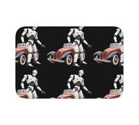 Lock Edge Tapis de sol ourlet 40 x 60 YYHWHJDE Robot Getting Off The Car Prints Antidérapant Fond moulé goutte à goutte, idéal facile à nettoyer et résistant à la décoloration