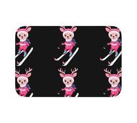 Lock Edge Tapis de sol ourlet 40 x 60 YYHWHJDE rose motif cerf sika ski antidérapant fond moulé goutte à goutte, idéal facile à nettoyer et résistant à la décoloration