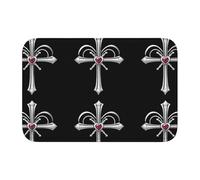 Lock Edge Tapis de sol ourlet 40 x 60 YYHWHJDE Ruby Cross Motif antidérapant Fond moulé par goutte à goutte, idéal facile à nettoyer et résistant à la décoloration