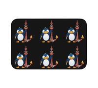 Lock Edge Tapis de sol ourlet 40 x 60 YYHWHJDE Silly Penguin Captain Imprimés Antidérapant Fond moulé goutte à goutte, idéal facile à nettoyer et résistant à la décoloration