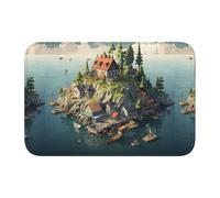 Lock Edge Tapis de sol ourlet 40 x 60 YYHWHJDE Small Town on The Island Imprimés Antidérapant Fond moulé goutte à goutte, idéal facile à nettoyer et résistant à la décoloration