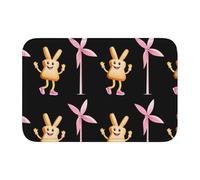 Lock Edge Tapis de sol ourlet 40 x 60 YYHWHJDE Smiling Bread is Waving Prints pour toilettes, coiffeuse, maison de vacances, salle de bain principale, salle de bain pour enfants et suite d'invités