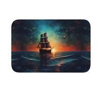 Lock Edge Tapis de sol ourlet 40 x 60 YYHWHJDE Voilier dans la mer d'étoiles Imprimé antidérapant Fond moulé goutte à goutte, idéal facile à nettoyer et résistant à la décoloration