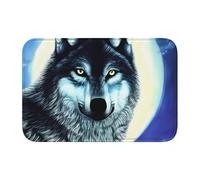 Lock Edge Tapis de sol ourlet 40 x 60 YYHWHJDE Wolf Under Moon Motif antidérapant Fond moulé goutte à goutte, idéal facile à nettoyer et résistant à la décoloration