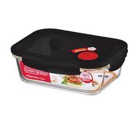 LOCK & LOCK Boîte en verre pour micro-ondes - Récipient en verre alimentaire pour four, micro-ondes et congélateur - Boîte de conservation rectangulaire avec couvercle, 2L