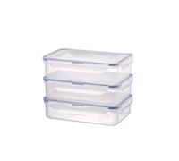Lock & Lock Lot de 3 boîtes de conservation empilables en plastique transparent de qualité supérieure, sans BPA, anti-fuite, rectangulaires, 800 ml