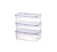 Lock & Lock Lot de 3 boîtes de conservation empilables en plastique transparent de qualité supérieure, sans BPA, anti-fuite, rectangulaires, 3 x 1 l