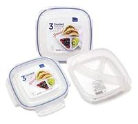 Lock & Lock Lot de 3 boîtes de conservation en plastique - Carrées - Lunch Box avec compartiment de séparation - 1,5 L