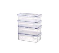 LOCK & LOCK Lot de 4 boîtes de conservation empilables en plastique transparent de haute qualité, sans BPA, anti-fuite, rectangulaires, 2 x 0,8 l et 2 x 1 l
