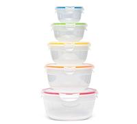 Lock & Lock Lot de 5 boîtes de conservation alimentaires rondes avec couvercles hermétiques avec couvercles et 4 verrous latéraux, étanches, passent au micro-ondes et au lave-vaisselle, plastique sans BPA