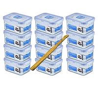 LOCK Lot de 12 boîtes multifonctions Lock&Lock HPL807 a 470 ml et spatule en bois d'olivier SeleXions multifonction