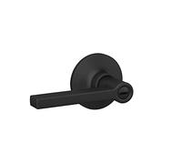 Lock Scout Poignée de porte droite avec garniture ronde pour chambre et salle de bain, finition noire mate