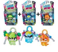 LOCK STARS Série 1 - Multi Pack Cadenas : Orange Dinosaur + Blue Horned Mon + Cactus - Mini Figurines à collectionner