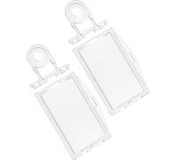 Lockable Badge Holder Hard Plastic Case Vertical & Horizontal With Key Pin Badge Holder Navigo Card Holder For Office School Student Id Cards And Credit Cards, 2 Packs