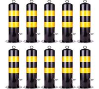 Lockable Detachable Parking Bollard - Heavy Duty Traffic Barricade Post with Reflective Strips & Chain (55/65/75cm)(H75cm 10pc)