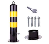 Lockable Detachable Parking Bollard - Heavy Duty Traffic Barricade Post with Reflective Strips & Chain (55/65/75cm)(H65cm 1pc)