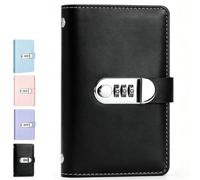 Lockable Savings Notebook,100 Transparent Pocket Currency Collectors Album | Help You Organize and Reach Your Savings Goals,Budget Binder Envelopes Money Cash Challenge,Durable Leather Material Binder