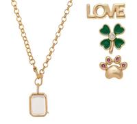 Locketique Necklace, s Locketique, Médaillon Pendentif en Cristal Holyhandsproject avec Trèfle, Croix, Patte, Tout Ce Dont Une Fille a Besoin, Toujours à Mes Côtés(Style A_with Accessories)