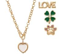 Locketique Necklace, s Locketique, Médaillon Pendentif en Cristal Holyhandsproject avec Trèfle, Croix, Patte, Tout Ce Dont Une Fille a Besoin, Toujours à Mes Côtés(Style C_with Accessories)