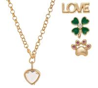 Locketique Necklace, s Locketique, Médaillon Pendentif en Cristal Holyhandsproject avec Trèfle, Croix, Patte, Tout Ce Dont Une Fille a Besoin, Toujours à Mes Côtés(Style D_with Accessories)