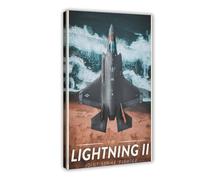 Lockheed F-35 Poster sur toile Motif avion de chasse foudre (5) Décoration murale pour salon, chambre à coucher 40 x 60 cm