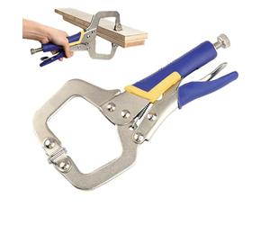 Locking C Clamp - Swivel Pad Vise Grip, Adjustable Jaw Tension Pliers with Soft Rubber Grip, Heavy Duty Carbon Steel Clamping Tool, Ideal for Welding Woodworking Metalwork Workplace