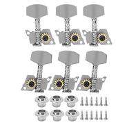 Locking Guitar Tuners Machine Heads | Silver Replacement Parts for Ukulele | Oxidation - Proof Metal & Simple Install | 6 - Pack Kit with Screws and Gears (Three left, three right, six sets)