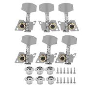 Locking Guitar Tuners Machine Heads | Silver Replacement Parts for Ukulele | Oxidation - Proof Metal & Simple Install | 6 - Pack Kit with Screws and Gears (Four left, two right, six sets)