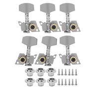 Locking Guitar Tuners Machine Heads | Silver Replacement Parts for Ukulele | Oxidation - Proof Metal & Simple Install | 6 - Pack Kit with Screws and Gears (Two left and four right six sets)