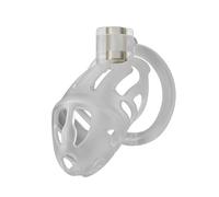 LOCKINK Cage de chasteté pénis, bdsm man chastity cage pour Homme Dispositif de Cage de Bite Léger Jouets Sexuels pour Homme avec 3 Tailles d'Anneaux et Verrou Invisible (transparent)